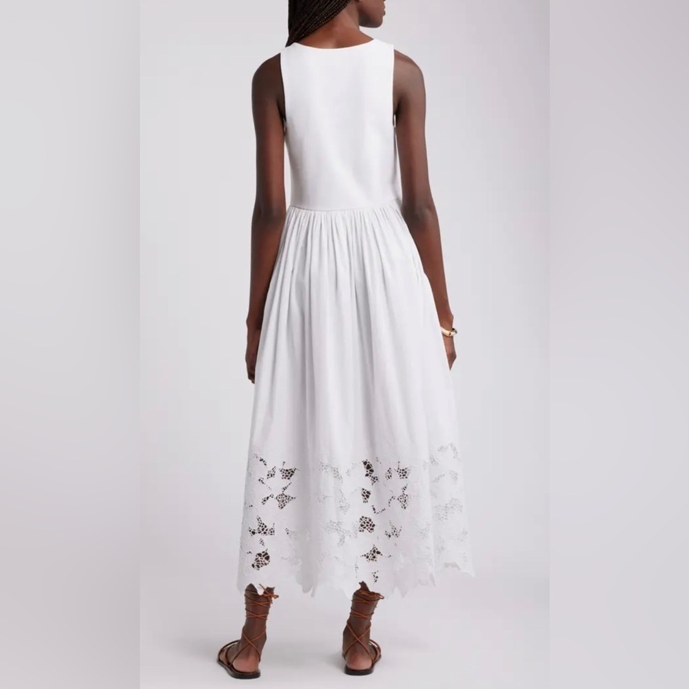 embroidered sleeveless mixed media sundress View 4